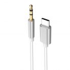 AUX átalakító kábel USB-C-ről 3,5mm jack-re, 1 méter, pink-fehér