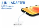 Lightning Adapter 4IN1, 1db Lightning <-> 2db 3.5mm JackAudio + USB-C + Lightning