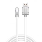 JKX folyékony szilikon töltő kábel, Lightning/USB csatlakozó, 3A gyorstöltés, 1 méter, fehér