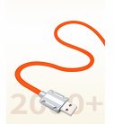 JKX folyékony szilikon töltő kábel, Lightning/USB csatlakozó, 3A gyorstöltés, 1 méter, kék