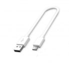 Prémium adat és töltőkábel, 20 cm, USB-C/USB típusú, 2.4A gyors töltés, fehér