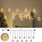 Összefűzhető Santa Claus/Mikulás Gömbök, 3m, LED fényfüzér, 8 világítási mód, 10db gömb, meleg ünnepi sárga fények