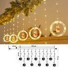 Összefűzhető Circle&Snowman/Hóember LED Körben, 3m, LED fényfüzér, 8 világítási mód, 10db gömb, meleg ünnepi sárga fények