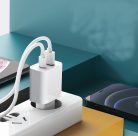 Univerzális hálózati töltő adapter KF-06, 2 port, 20W gyorstöltés, 1xUSB, 1xUSB-C, fehér