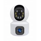 Intelligens Térfigyelő Kamera R11, 2MP FullHD dupla lencse, kétirányú hang funkció, mozgásérzékelés, fehér