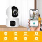 Intelligens Térfigyelő Kamera R11, 2MP FullHD dupla lencse, kétirányú hang funkció, mozgásérzékelés, fehér