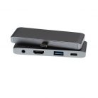 4 az 1-ben USB hub: USB-C -> USB 3.0/4K HDMI/USB-C/audió 3.5mm jack porttal, 60W gyors töltés, szürke