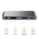 4 az 1-ben USB hub: USB-C -> USB 3.0/4K HDMI/USB-C/audió 3.5mm jack porttal, 60W gyors töltés, szürke