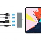 4 az 1-ben USB hub: USB-C -> USB 3.0/4K HDMI/USB-C/audió 3.5mm jack porttal, 60W gyors töltés, szürke