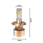 Head LED autó fényszóró izzó pár, H4 típusú, készlet/szett, 2db, 8000Lumen, CANBUS, 6500K hideg fehér, réz