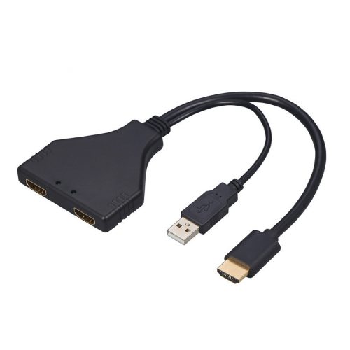 HDMI splitter, 1db HDMI apa -> 2db HDMI anya elosztó, 4K UHD, Doonjiey, fekete