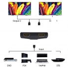 HDMI splitter, 1db HDMI apa -> 2db HDMI anya elosztó, 4K UHD, Doonjiey, fekete