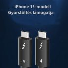 Adat és töltő kábel, USB-C/USB-C csatlakozó, 100W gyorstöltés, 10Gbps adat átvétel, 1 méter, fekete