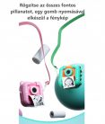 Digitális kamera és instant fényképező gyerekeknek, 180°-ban forgatható lencse, 2,4″ IPS kijelző, pink