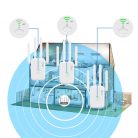 Urlant Wi-Fi WLAN Jelerősítő Repeater, 2,4GHz Wi-Fi, LAN/WAN Ethernet port, WPS, 300Mbps, 4 antenna, fekete