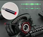 Gamer fejhallgató, USB + 2db 3,5mm Jack, vezetékes headset, mikrofon zajszűrő, hangerőszabályzó, 7 színű RGB világítás, fekete