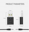 Bluetooth adapter, Bluetooth V5.0, USB/3.5 mm-es jack audio, hangszóróhoz trasmitter/receiver, fekete