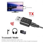 Bluetooth adapter, Bluetooth V5.0, USB/3.5 mm-es jack audio, hangszóróhoz trasmitter/receiver, fekete