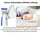 Hordozható ultrahangos inhalátor, csendes technológia, 3 fokozatba állítható porlasztó, gyerekeknek és felnőtteknek, fehér/kék