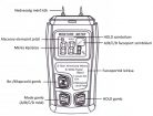 Professzionális Digitális Nedvességmérő, faszerkezetű építőanyagok, papír, karton nedvességszintjének mérésére, fekete