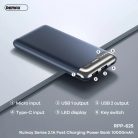 Remax® Powerbank, 10000mAh, külső akkumulátor, 20W gyorstöltés (2xUSB-A), bézs