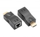 TCF® HDMI hosszabbító adapter, 2db HDMI->RJ45 adapter, HDMI/Cat6 Cat6e UTP Ethernet csatlakozóval, akár 15m-ig hosszabbít, fekete