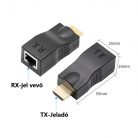 TCF® HDMI hosszabbító adapter, 2db HDMI->RJ45 adapter, HDMI/Cat6 Cat6e UTP Ethernet csatlakozóval, akár 15m-ig hosszabbít, fekete