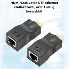 TCF® HDMI hosszabbító adapter, 2db HDMI->RJ45 adapter, HDMI/Cat6 Cat6e UTP Ethernet csatlakozóval, akár 15m-ig hosszabbít, fekete