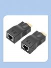 TCF® HDMI hosszabbító adapter, 2db HDMI->RJ45 adapter, HDMI/Cat6 Cat6e UTP Ethernet csatlakozóval, akár 15m-ig hosszabbít, fekete