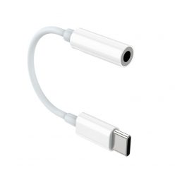   USB-C/Jack AUX audio adapter, USB-C-ről 3.5mm fülhallgató/mikrofon csatlakozóra, fehér