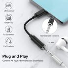 USB-C/Jack AUX audio adapter, USB-C-ről 3.5mm fülhallgató/mikrofon csatlakozóra, fehér