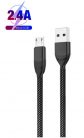 Prémium adat és töltőkábel, 3 méter, MicroUSB/USB csatlakozó, 2.4A gyors töltés