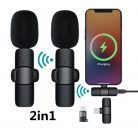 Csiptetős Dual Vezeték Nélküli Mikrofon, Okostelefonhoz, Omnidirekcionális, Wireless, USB-C/Lightning csatlakozó, fekete