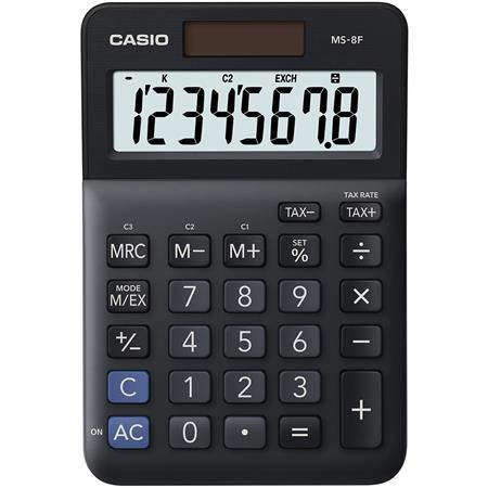 Számológép, asztali, 8 számjegy, CASIO "MS-8 F", fekete