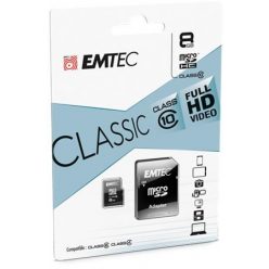   Memóriakártya, microSD, 8GB, 20/12 MB/s, EMTEC "Classic"