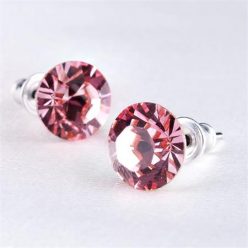   Fülbevaló, rózsaszín SWAROVSKI® kristállyal, 8mm, ART CRYSTELLA®