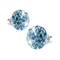   Fülbevaló, aquakék SWAROVSKI® kristállyal, félgömb, 10mm, ART CRYSTELLA®