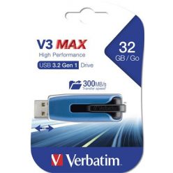   Pendrive, 32GB, USB 3.2, 175/80 MB/s, VERBATIM "V3 MAX", kék-fekete