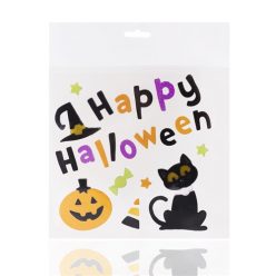 Ablakzselé 20x20 cm Happy Halloween fekete cica